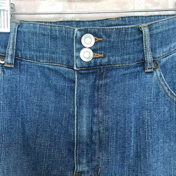 The Denim Tailor Women's Blue Denim Skirt with Pink Ribbon Trim - Picture 3 of 5